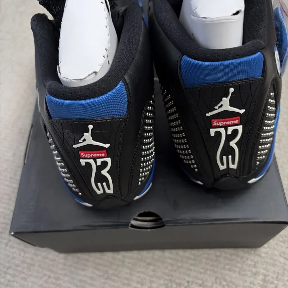 ULTRA RARE NEW Size 9.5 - Supreme x Air Jordan 14 Retro Black Varsity Royal